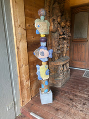 3 Fish Ceramic totem