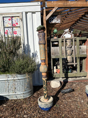 Mid-Size Totem Ceramic Sculpture for Garden and Indoor