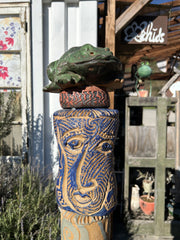 Mid-Size Totem Ceramic Sculpture for Garden and Indoor