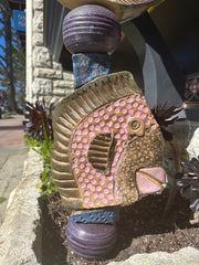 Medium Fish Ceramic Totem For Outdoor Garden or Indoors