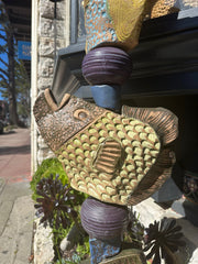 Medium Fish Ceramic Totem For Outdoor Garden or Indoors