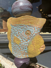 Medium Fish Ceramic Totem For Outdoor Garden or Indoors