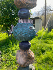 Large Ceramic Totem for Indoor & Outdoor Garden