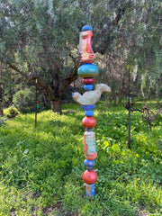 Large Ceramic Totem for Indoor & Outdoor Garden