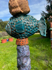 Large Ceramic Totem for Indoor & Outdoor Garden