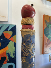 Red Apple Totem Sculpture