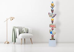 Large Ceramic Totem for Indoor & Outdoor Garden