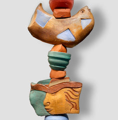 Large Ceramic Totem for Indoor & Outdoor Garden