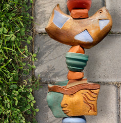 Large Ceramic Totem for Indoor & Outdoor Garden