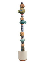 Large Ceramic Totem for Indoor & Outdoor Garden