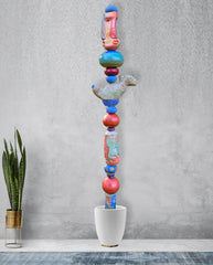 Large Ceramic Totem for Indoor & Outdoor Garden