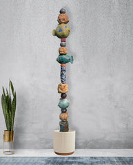 Large Ceramic Totem for Indoor & Outdoor Garden